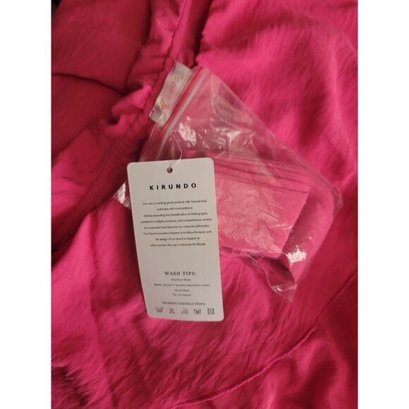 Kirundo Pink Maxi Dress Ruffle One Shoulder High Waist Split Small NWT - Picture 7 of 16